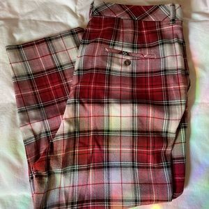 Loose Plaid Pleated Trousers